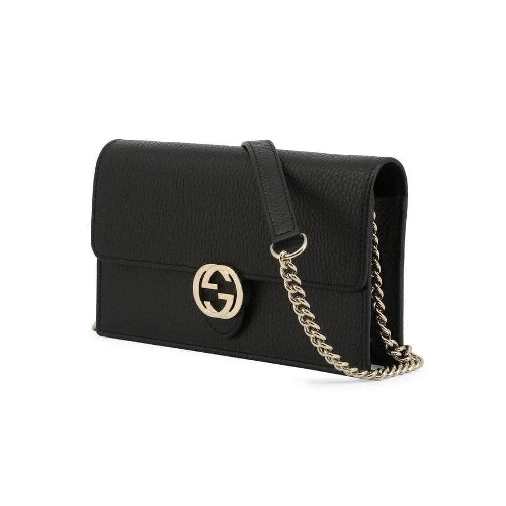 Gucci Black Dollar Calfskin Leather Interlocking G Chain Wallet 615523 at_Queen_Bee_of_Beverly_Hills