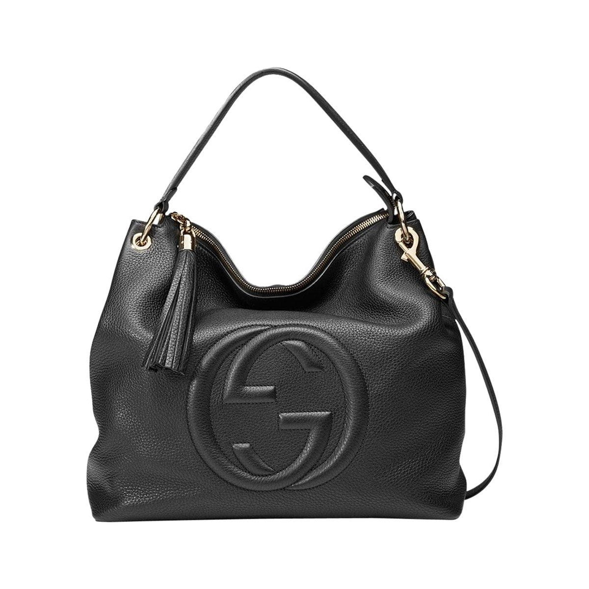 Gucci Black GG Disco Soho Leather Convertible Hobo Shoulder