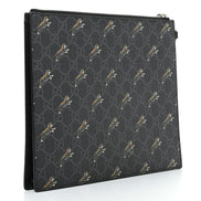 Gucci Black GG Supreme Monogram Tiger Print Clutch Bag available at Queen Bee of Beverly Hills