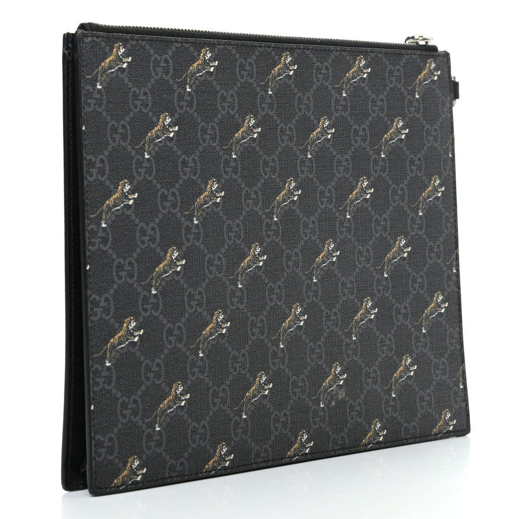 Gucci Black GG Supreme Monogram Tiger Print Clutch Bag – Queen Bee of  Beverly Hills