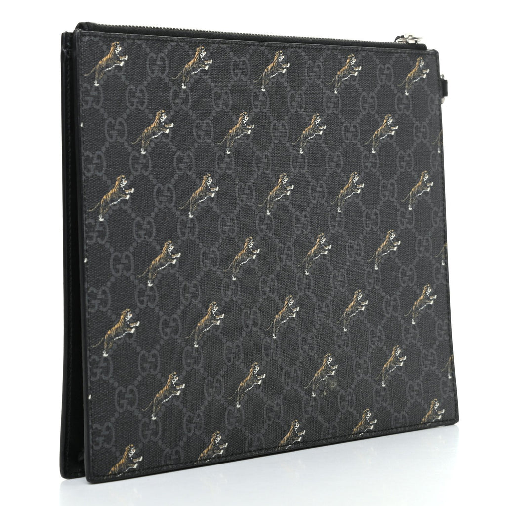 Gucci Black GG Supreme Monogram Tiger Print Clutch Bag – Queen Bee