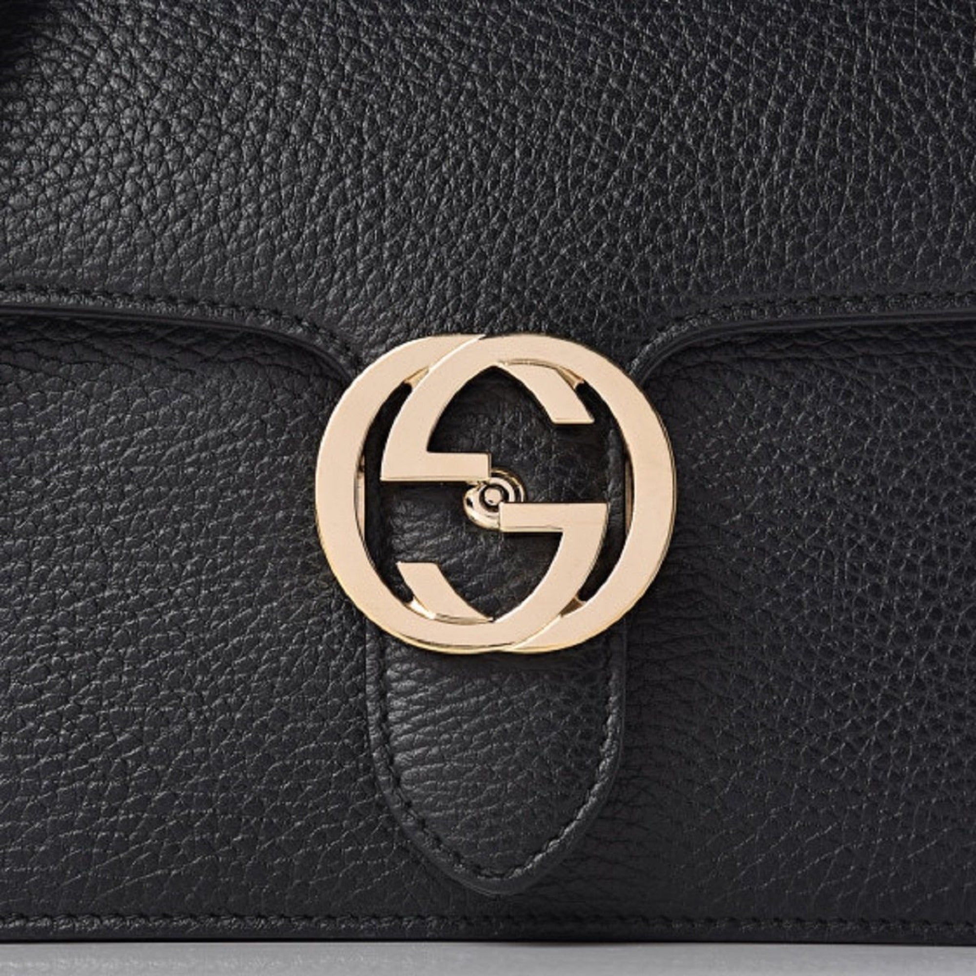 Gucci Black Icon GG Interlocking Small Crossbody Bag available at Queen Bee of Beverly Hills