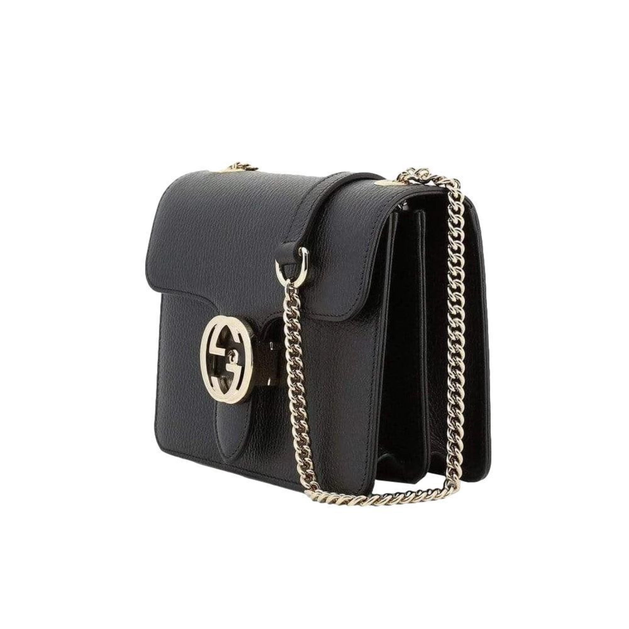 Gucci Black Icon GG Interlocking Small Crossbody Bag available at Queen Bee of Beverly Hills