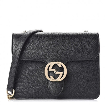 Gucci Black Icon GG Interlocking Small Crossbody Bag available at Queen Bee of Beverly Hills