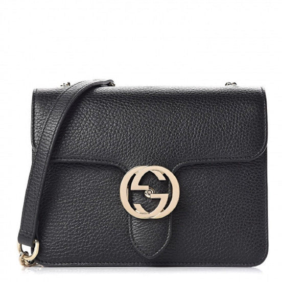 Gucci Black Icon GG Interlocking Small Crossbody Bag available at Queen Bee of Beverly Hills