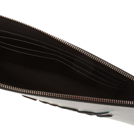 Gucci Blade Embroidered Black Leather Pouch Wristlet Bag available at Queen Bee of Beverly Hills