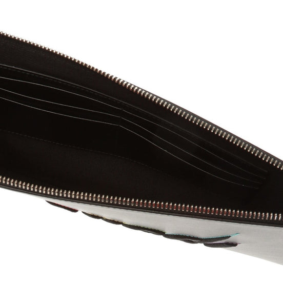 Gucci Blade Embroidered Black Leather Pouch Wristlet Bag available at Queen Bee of Beverly Hills