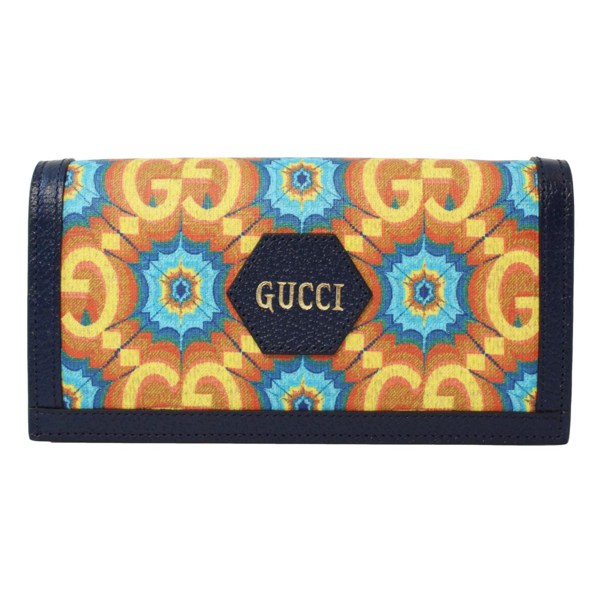 Gucci Centennial GG Kaleidoscope Wallet On Chain Navy Leather 676294 at_Queen_Bee_of_Beverly_Hills