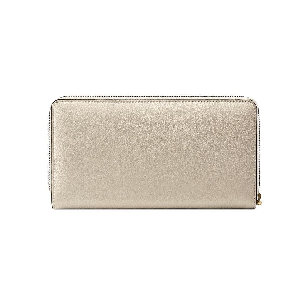 Gucci Cripto Logo White Leather Zip Around Continental Wallet 496317 at_Queen_Bee_of_Beverly_Hills