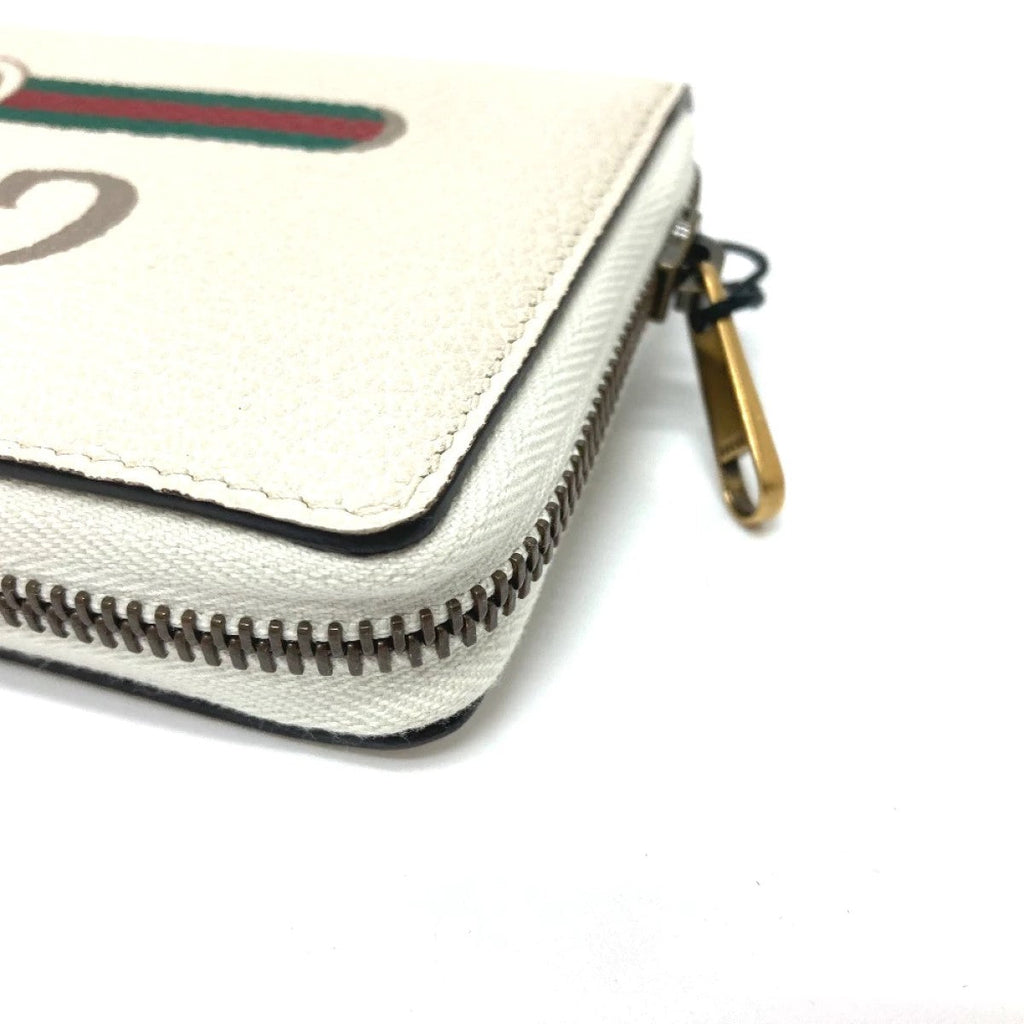 Gucci Cripto Logo White Leather Zip Around Continental Wallet 496317 at_Queen_Bee_of_Beverly_Hills
