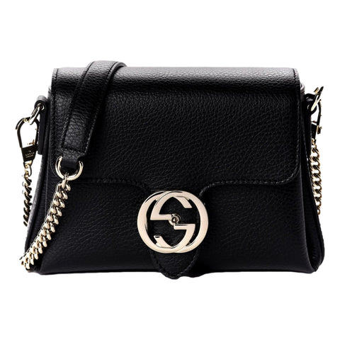 Gucci Dollar Calfskin Interlocking G Black Small Crossbody Bag 607720 at_Queen_Bee_of_Beverly_Hills