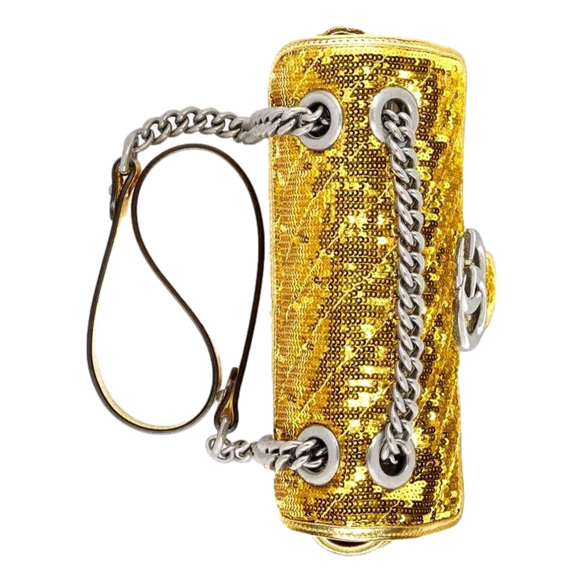 Gucci Flap Marmont GG Matelasse Gold Sequin Shoulder Bag available at Queen Bee of Beverly Hills