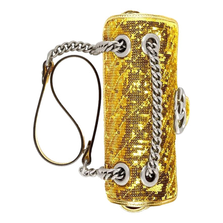 Gucci Flap Marmont GG Matelasse Gold Sequin Shoulder Bag available at Queen Bee of Beverly Hills