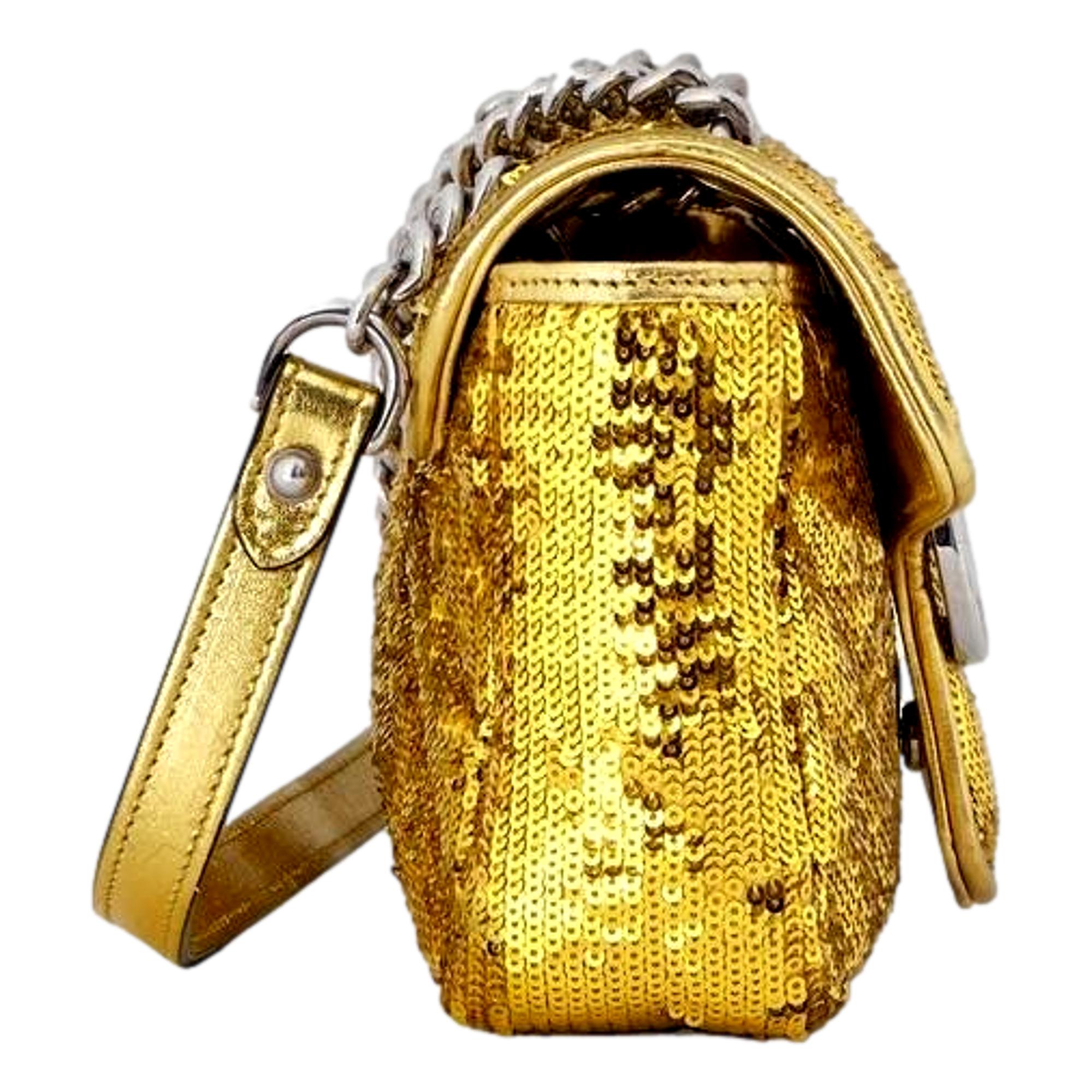 Gucci Flap Marmont GG Matelasse Gold Sequin Shoulder Bag available at Queen Bee of Beverly Hills