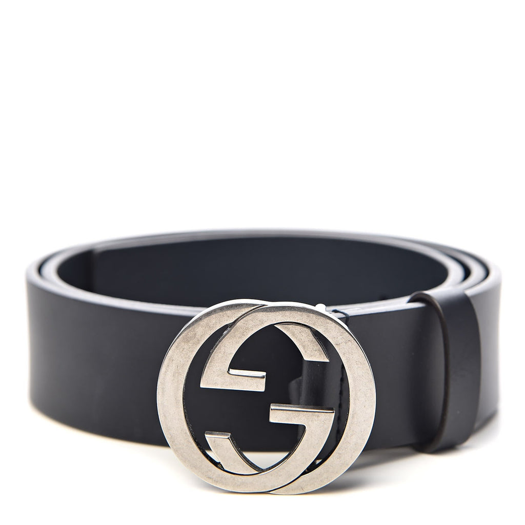 Gucci GG Belt Blue Leather Silver-Toned Hardware 546389 95/38 at_Queen_Bee_of_Beverly_Hills