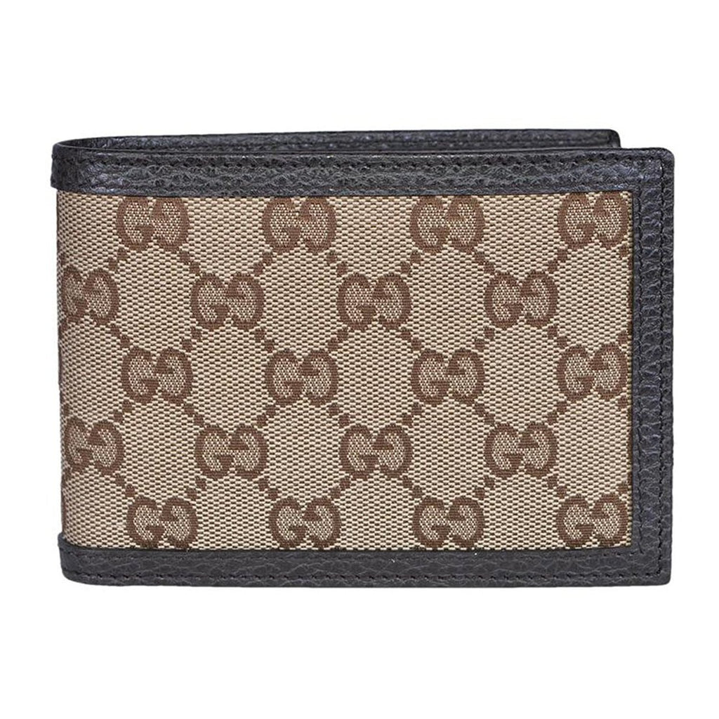 Gucci GG Canvas Brown/Beige Leather Bifold Wallet for Men 260987 Unisex at_Queen_Bee_of_Beverly_Hills