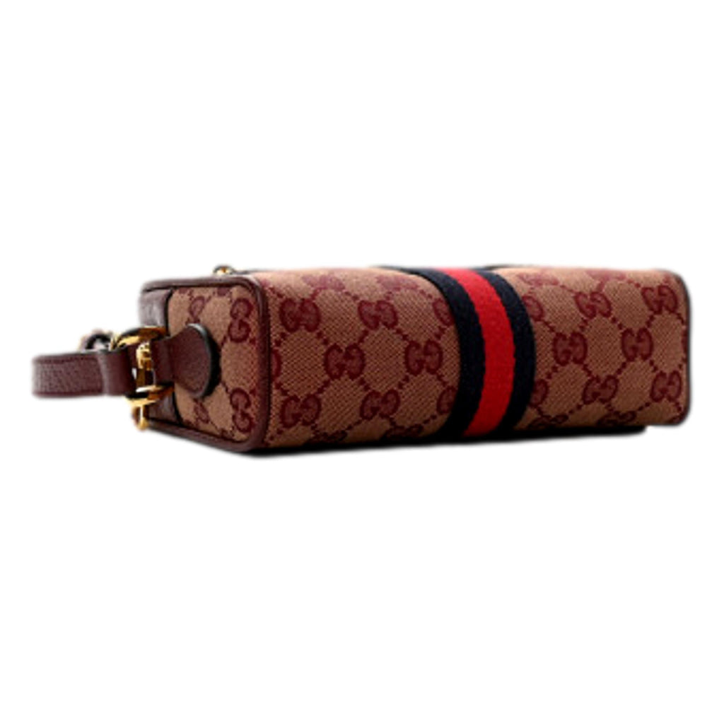 Gucci GG Monogram Web Mini Ophidia Shoulder Bag Sahara Rubino Burgundy at_Queen_Bee_of_Beverly_Hills