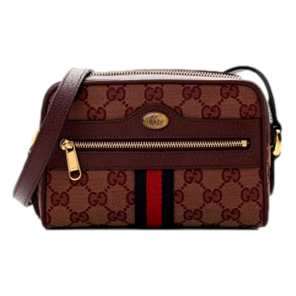 Gucci GG Monogram Web Mini Ophidia Shoulder Bag Sahara Rubino Burgundy at_Queen_Bee_of_Beverly_Hills