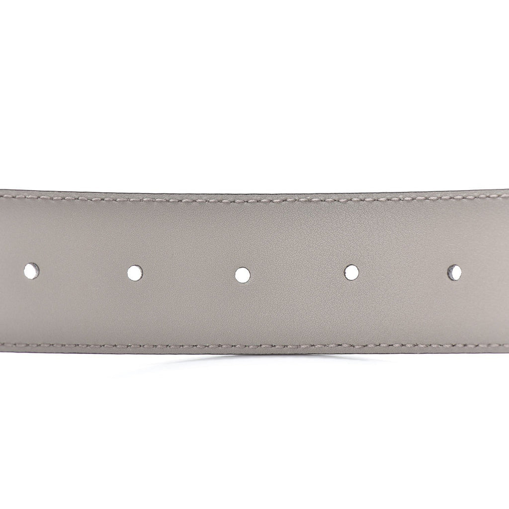 Gucci GG Storm Grey Leather Gold Toned Hardware Belt 546386 95/38 at_Queen_Bee_of_Beverly_Hills