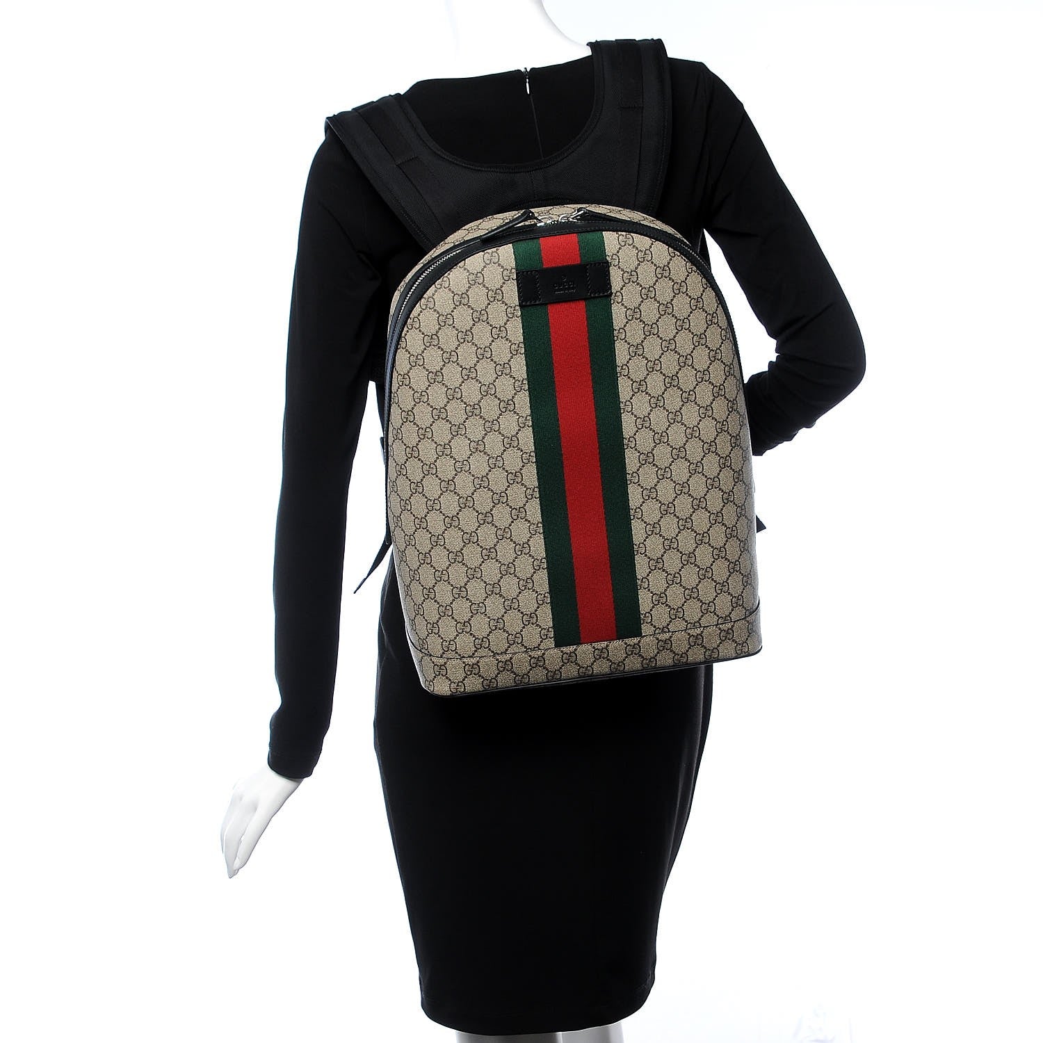 Gucci GG Supreme Backpack with Web Stripe 442722 at_Queen_Bee_of_Beverly_Hills