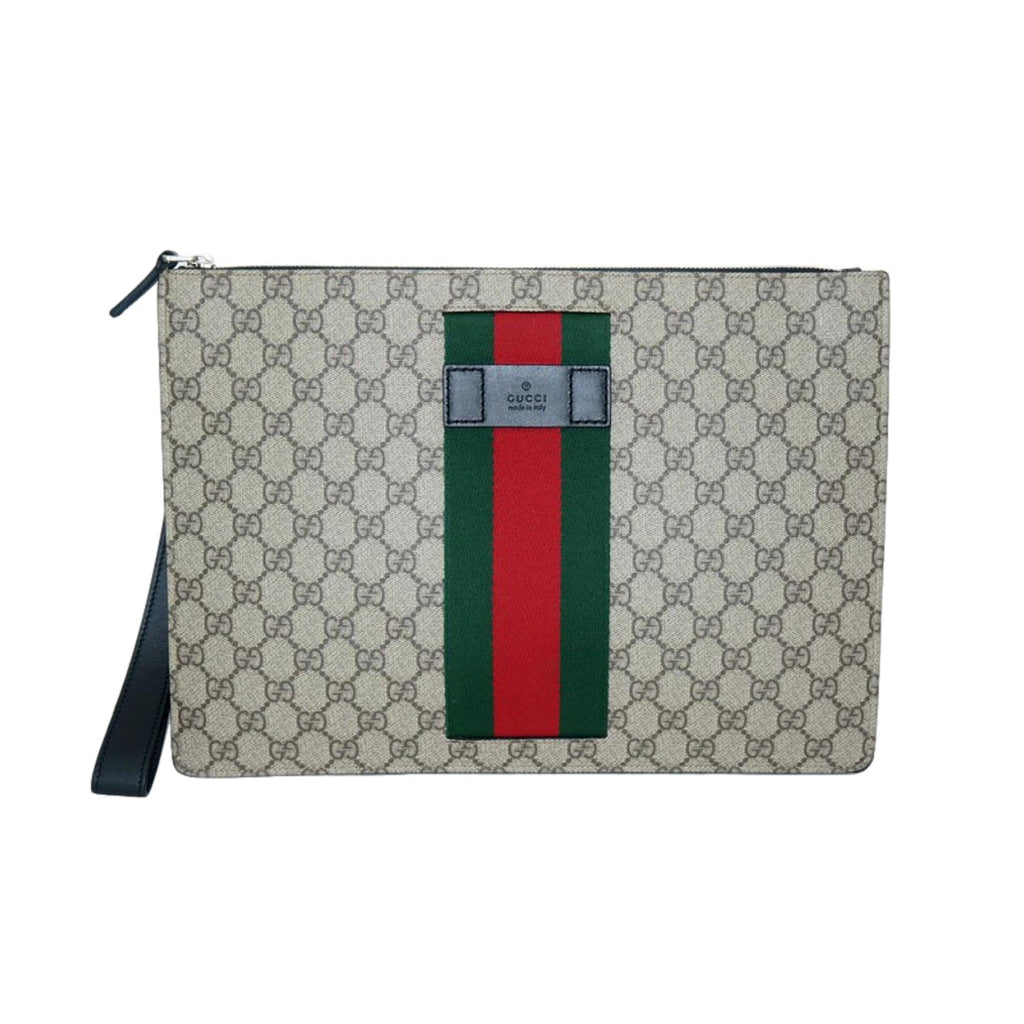 Gucci Ophidia Pouch Beige/Ebony in GG Supreme Canvas with Brown Leather  Trim with Gold-tone - US
