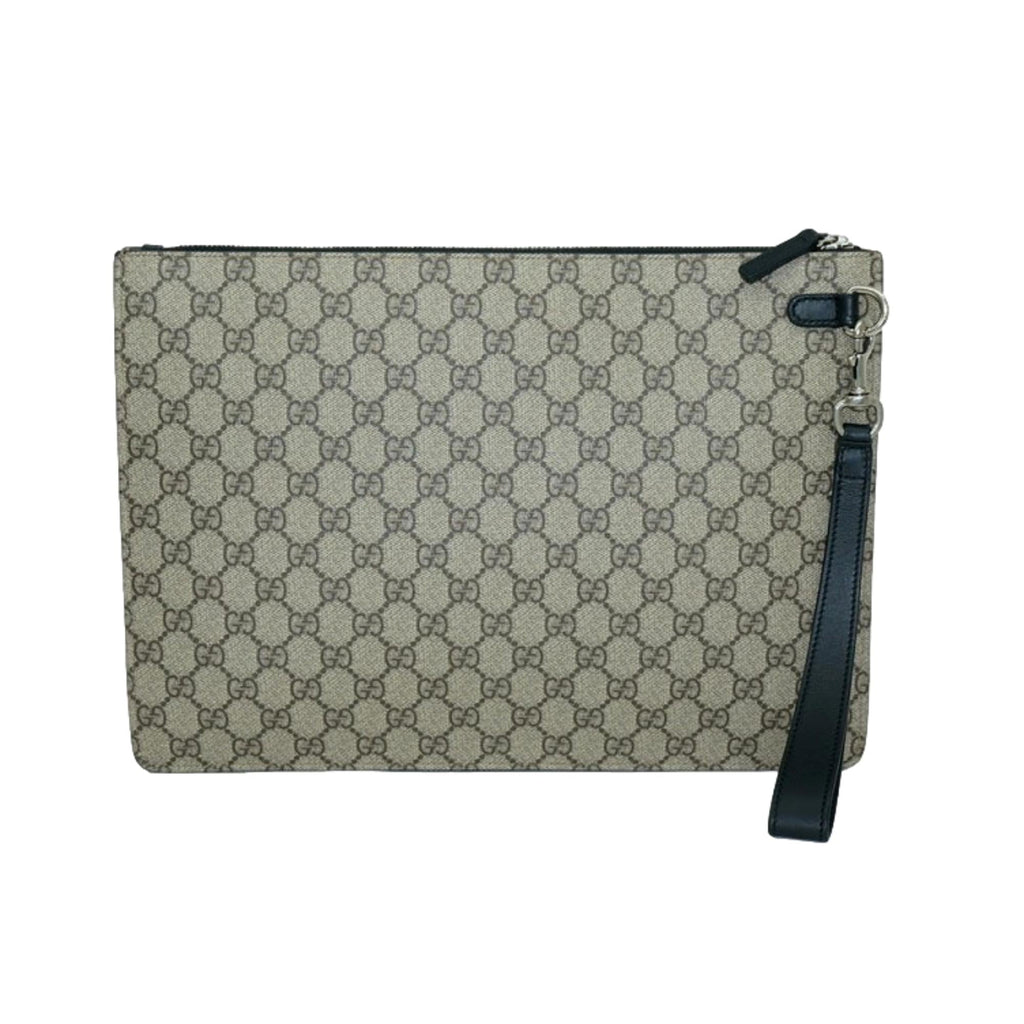 GUCCI: shoulder bag in GG Supreme fabric with Web detail - Beige