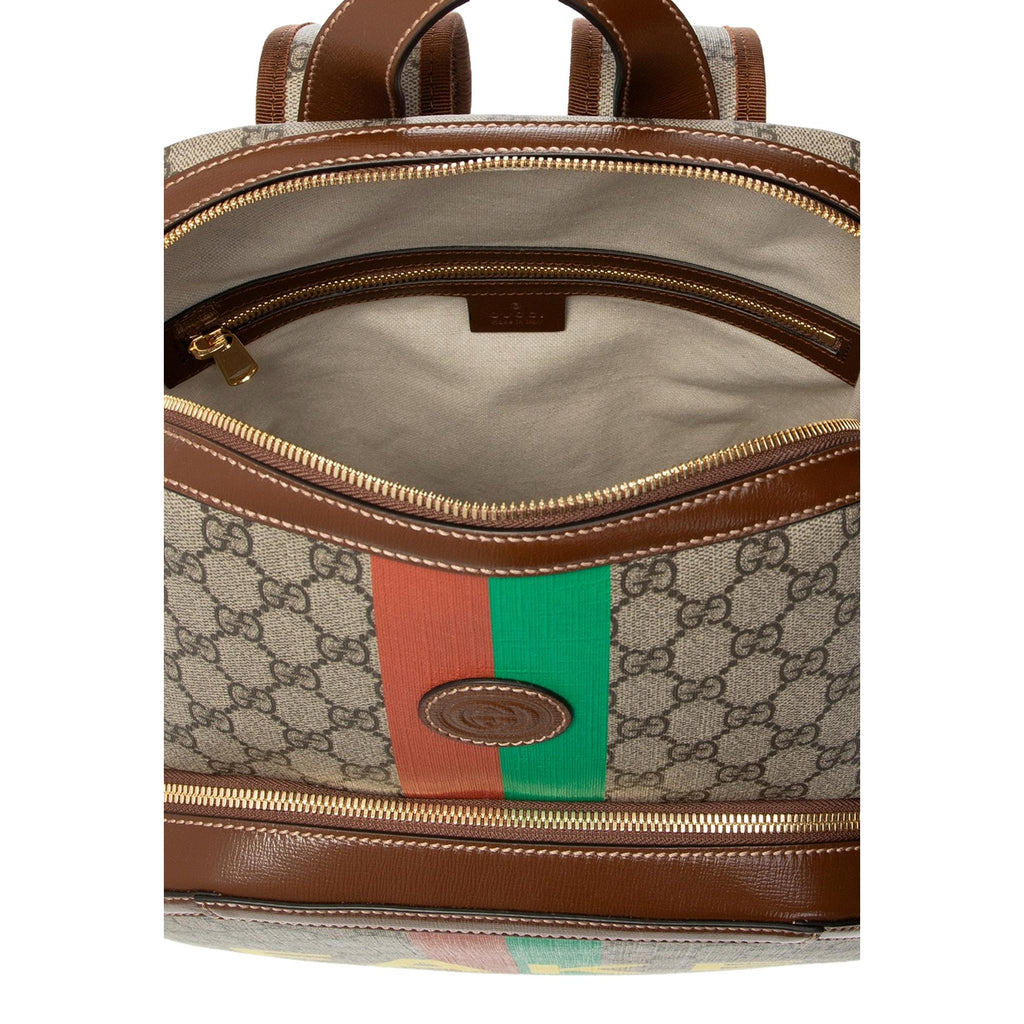 Brown GG Supreme leather-trimmed canvas backpack, Gucci