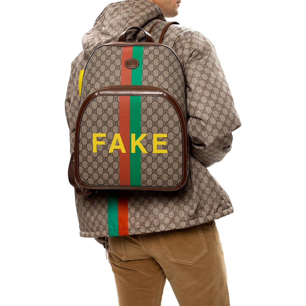Gucci GG Supreme 'Not/Fake' Print Backpack 636654 at_Queen_Bee_of_Beverly_Hills