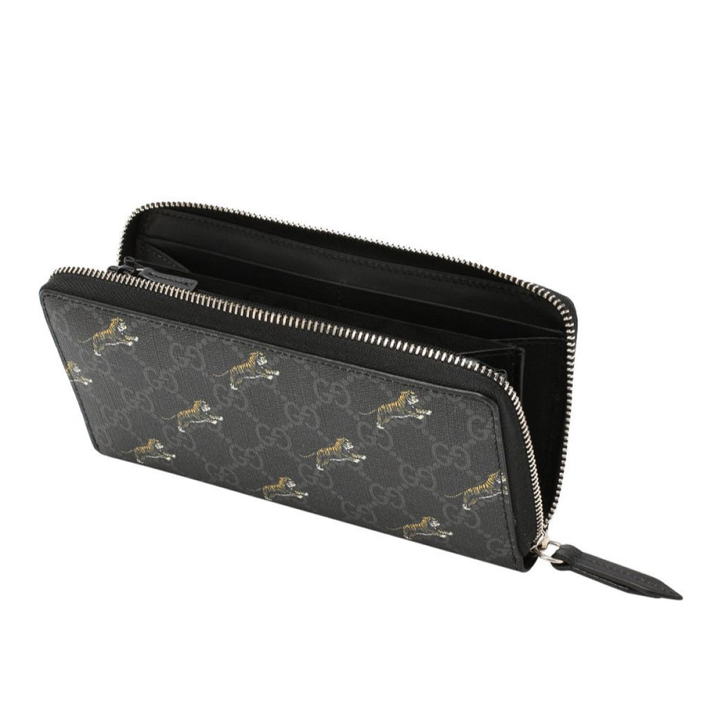 Gucci GG Supreme Canvas Grey Tiger Print Zip Around Wallet 575135 – Queen  Bee of Beverly Hills