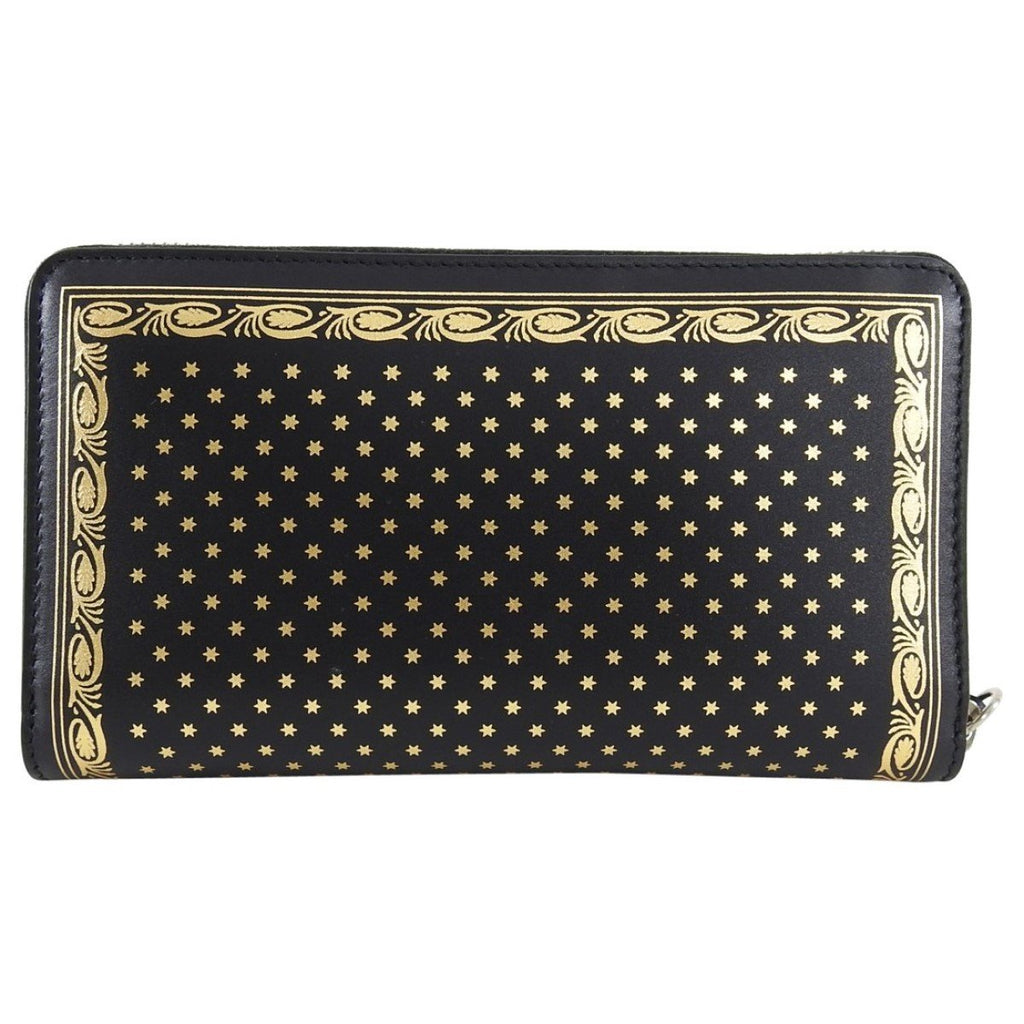 Gucci "Guccy" Black Leather Zip Around Wallet with Gold Stars 510488 at_Queen_Bee_of_Beverly_Hills
