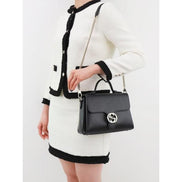 Gucci Interlocking G Black Calf Leather Chain Crossbody Bag available at Queen Bee of Beverly Hills