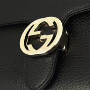 Gucci Interlocking G Black Calf Leather Chain Crossbody Bag available at Queen Bee of Beverly Hills
