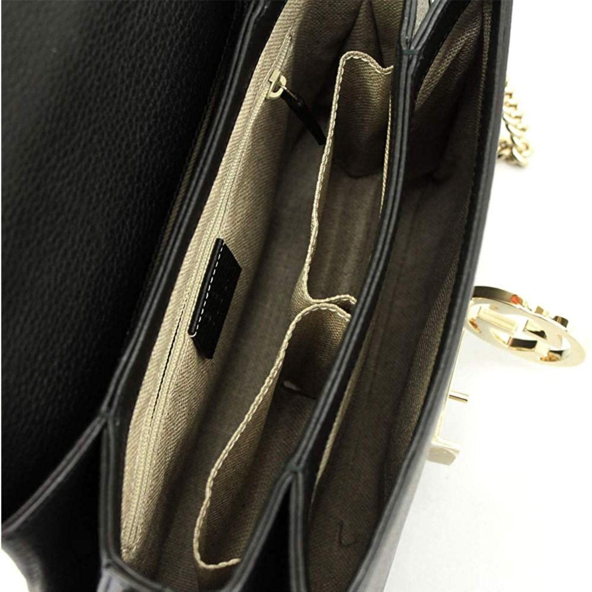 Gucci GG Black Leather Crossbody Bag Gold | Queen Bee of Beverly Hills