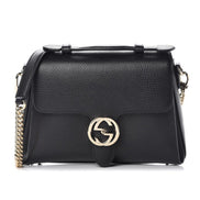 Gucci Interlocking G Black Calf Leather Chain Crossbody Bag available at Queen Bee of Beverly Hills