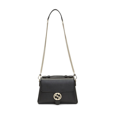 Gucci Interlocking G Black Calf Leather Chain Crossbody Bag available at Queen Bee of Beverly Hills