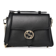 Gucci Interlocking G Black Calf Leather Chain Crossbody Bag available at Queen Bee of Beverly Hills