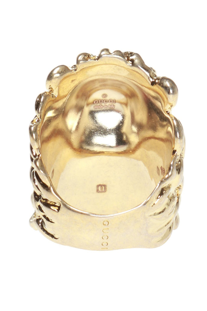 Gucci Lionhead Gold-tone GG Pearl Ring Size 13/6.5 418289 at_Queen_Bee_of_Beverly_Hills