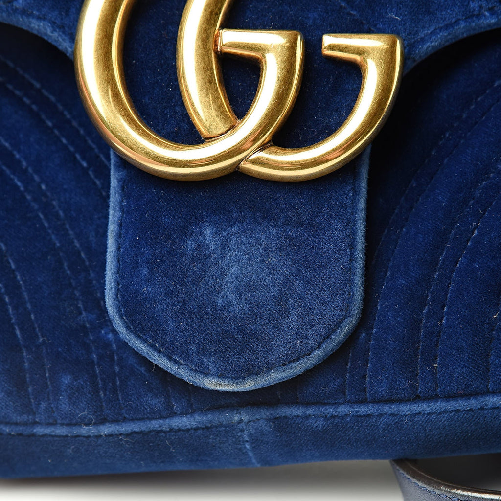 Gucci RARE Blue Velvet Matelasse GG Marmont MODERN Shoulder Bag Purse  Crossbody