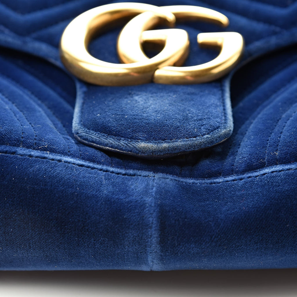 Sac velours croix épaule Gucci GG bleu royal marmont
