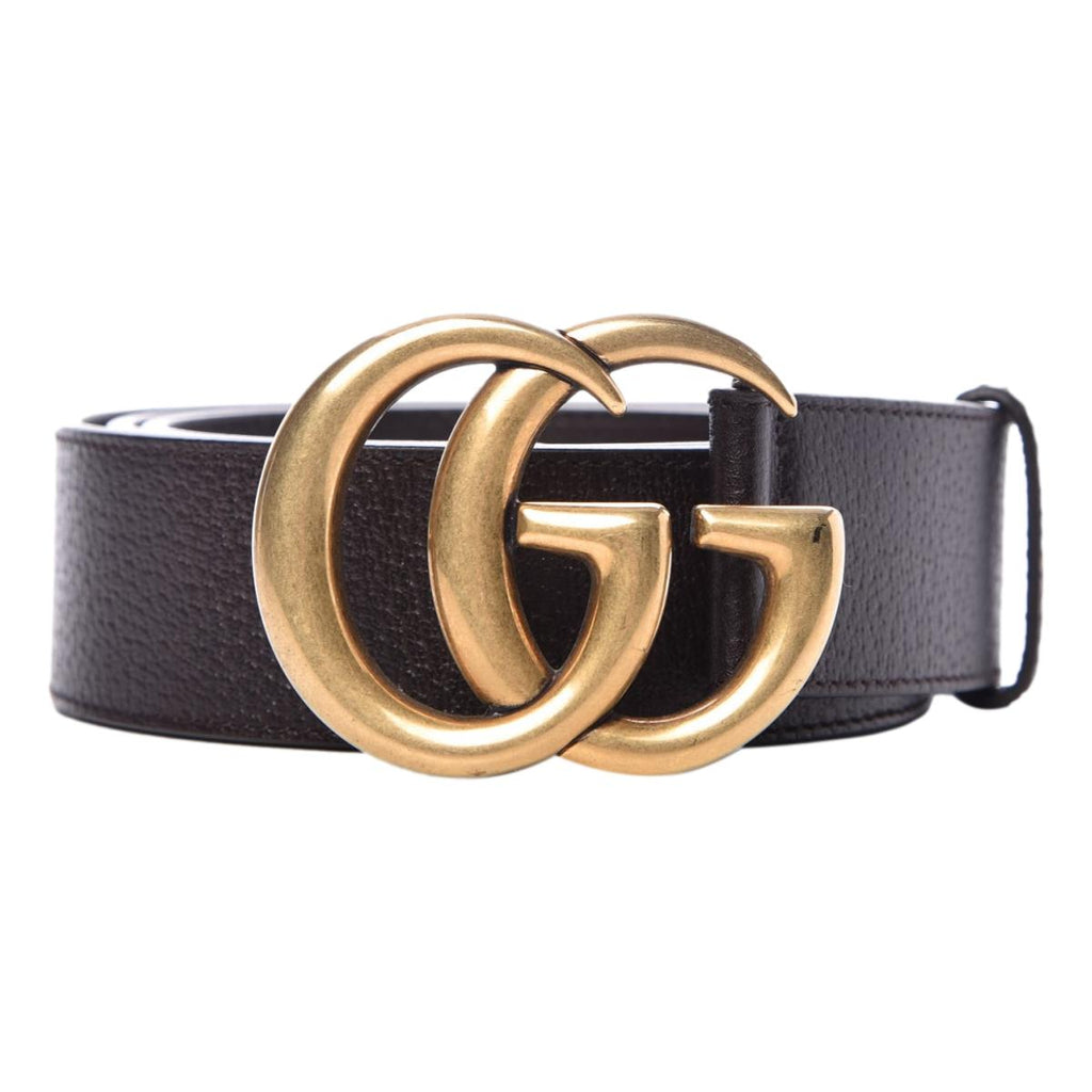 Gucci Marmont GG Cocoa Brown Textured Leather Belt 95/38 406831 at_Queen_Bee_of_Beverly_Hills