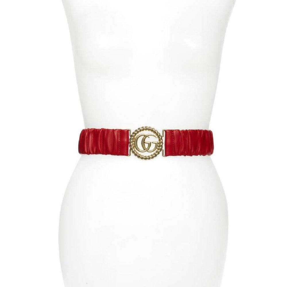 Gucci Marmont GG Red Leather Stretch Belt Size 95 38 602074