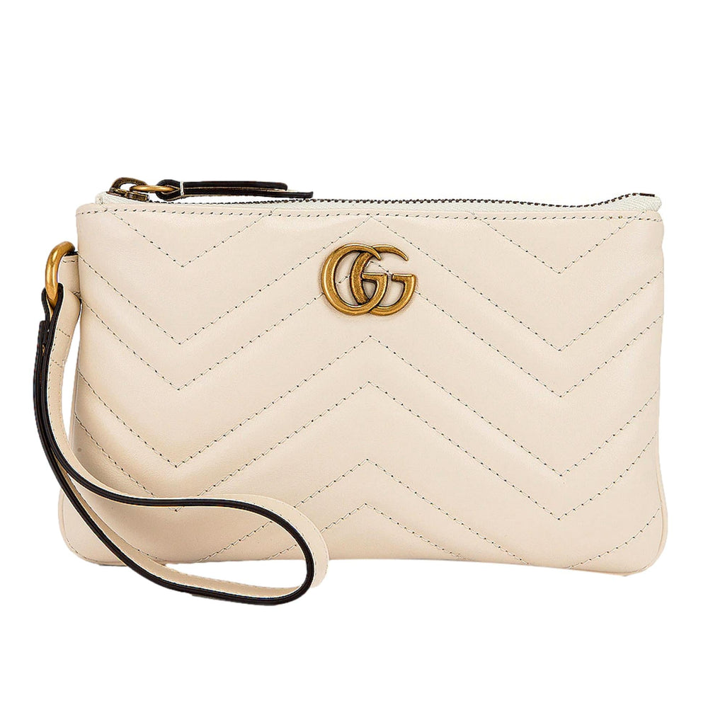 Gucci Marmont Mystic White Wristet Clutch 598598 at_Queen_Bee_of_Beverly_Hills