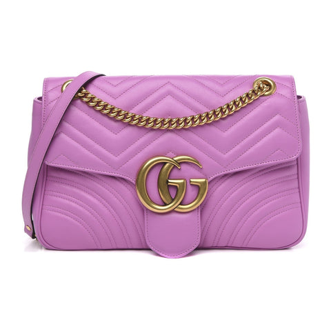 Gucci Marmont Pink Leather GG Matelasse Flap Shoulder Bag 443496 at_Queen_Bee_of_Beverly_Hills