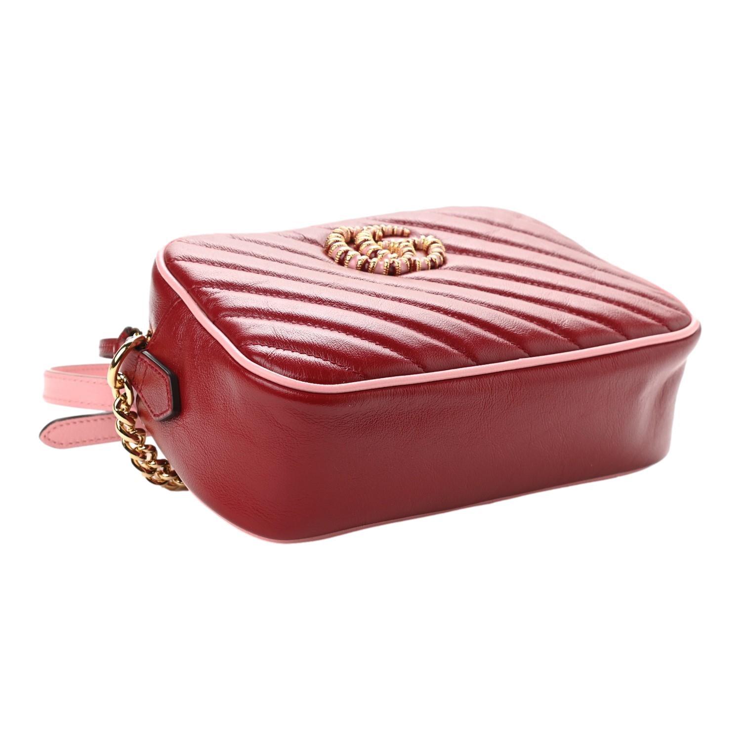 Gucci Marmont Red Leather Diagonal Matelasse Shoulder Bag 447632 at_Queen_Bee_of_Beverly_Hills