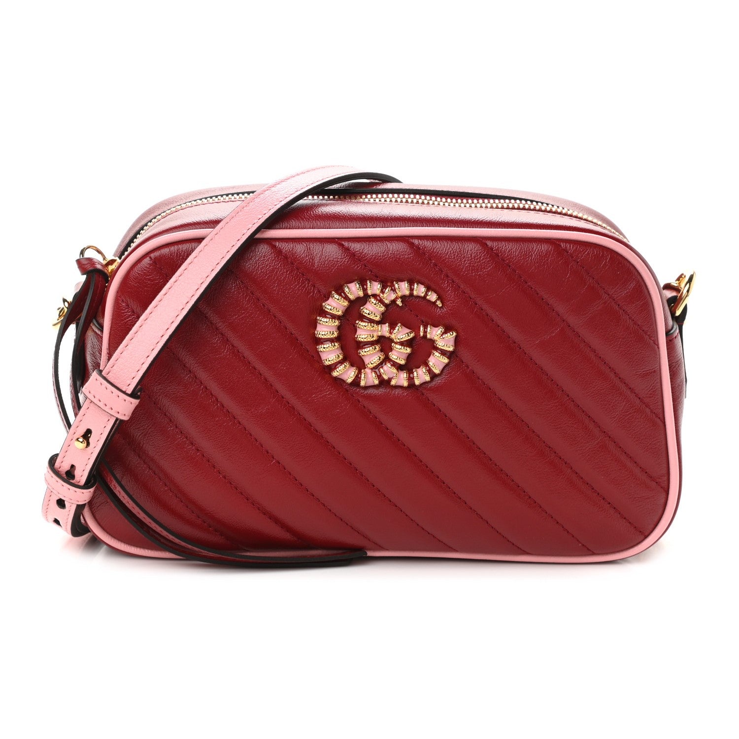 Gucci Marmont Red Leather Diagonal Matelasse Shoulder Bag 447632 at_Queen_Bee_of_Beverly_Hills