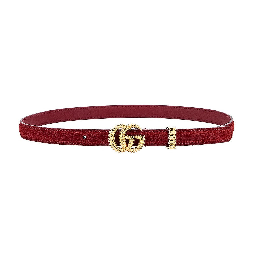 Gucci Marmont Red Suede Torchon GG Buckle Belt Size 95/38 602071 at_Queen_Bee_of_Beverly_Hills