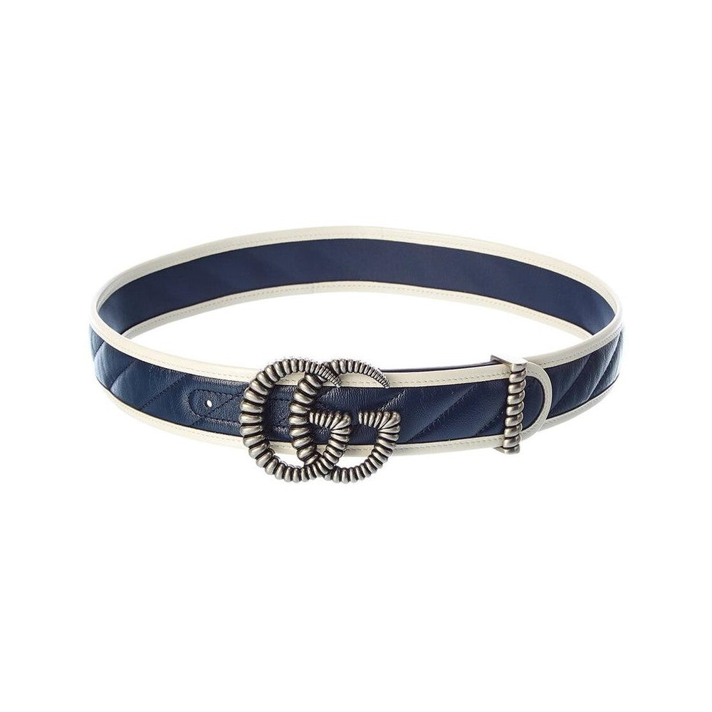 Gucci Thin Belt Double G Buckle .8 Width Pastel Blue in Calfskin Leather  with Palladium-tone - US