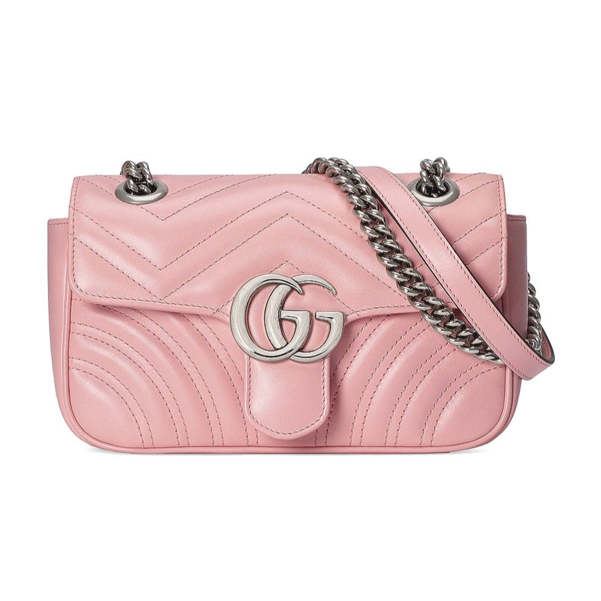 Gucci Marmont Wild Rose Leather Matelasse Mini Shoulder Bag 446744 at_Queen_Bee_of_Beverly_Hills