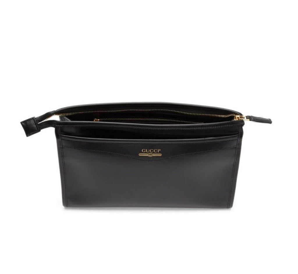 Gucci Maurem Black Leather Clutch Travel Bag 574800 at_Queen_Bee_of_Beverly_Hills