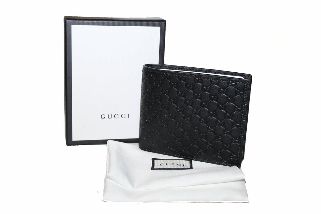Gucci Microguccissima Monogram Logo Black Soft Margaux Leather Bifold Wallet
